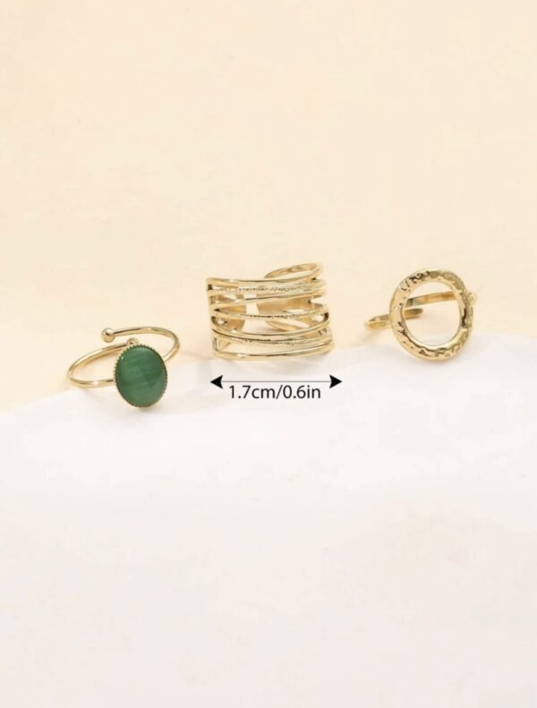 3pcs Non Tarnish Minimal Oval Decor  Rings - Image 5