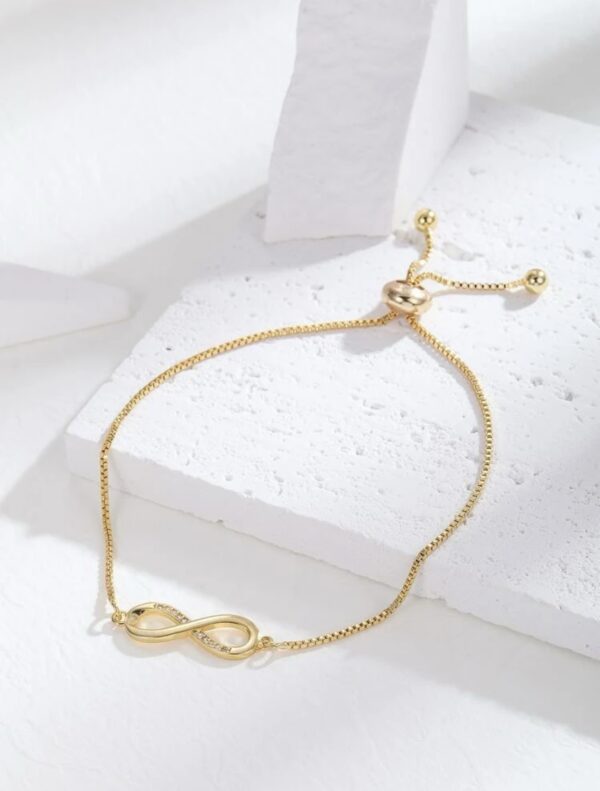 Minimal Cubic Zirconia Infinity Charm Bracelet - Image 3