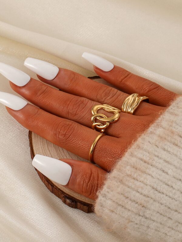 Non Tarnish 3pcs Adjustable Statement Decor Rings