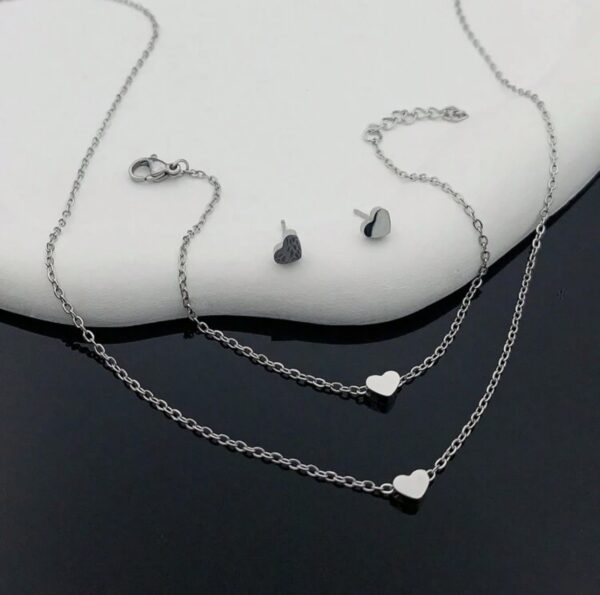 Non Tarnish Silver Minimal Necklace, Beacelet and Earrings Set