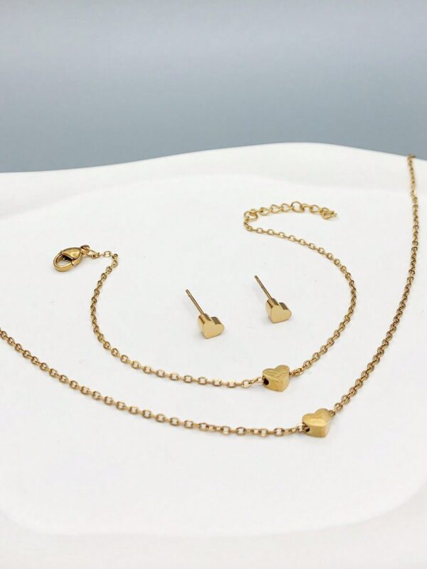 Non Tarnish Minimal Necklace, Beacelet and Earrings Set