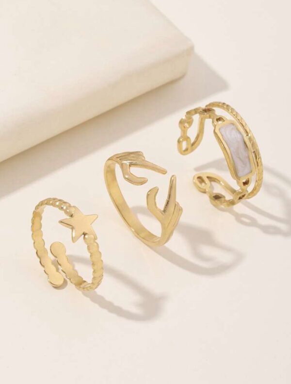 3pcs Non Tarnish Adjustable Decorative Ring Set - Image 2