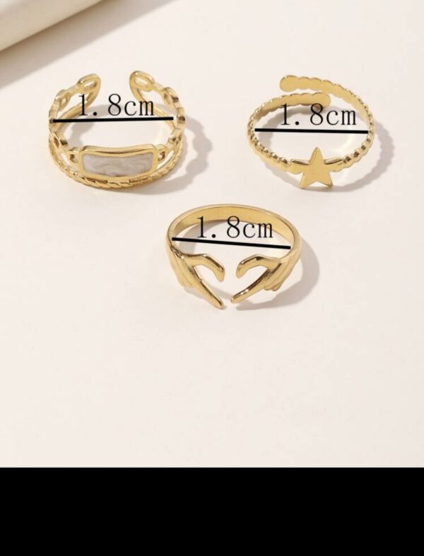 3pcs Non Tarnish Adjustable Decorative Ring Set - Image 4