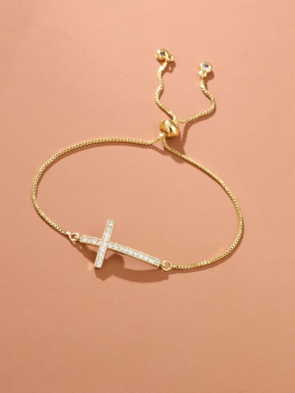 Minimal Cubic Zirconia Cross Charm Bracelet