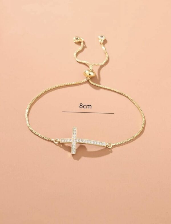 Minimal Cubic Zirconia Cross Charm Bracelet - Image 3