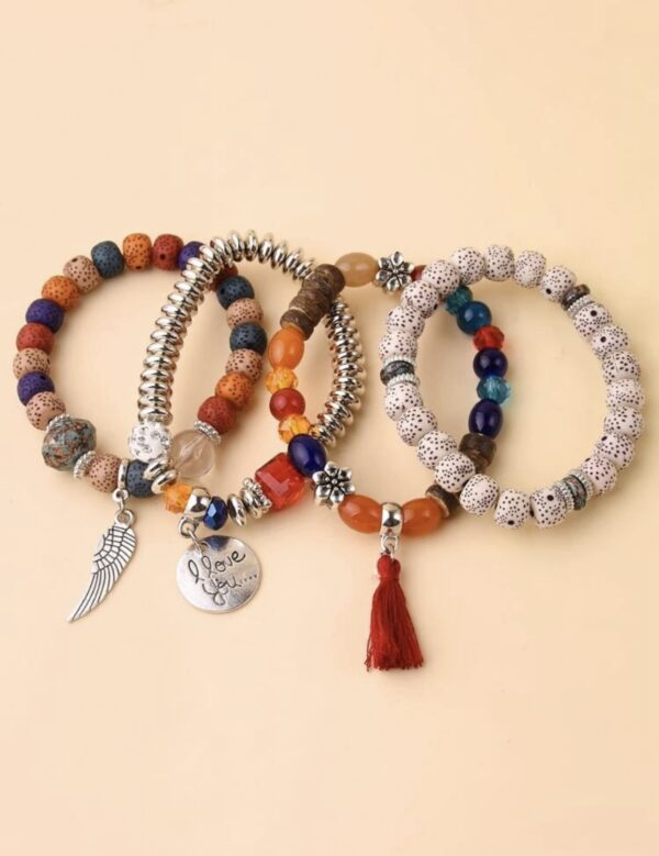 4pcs Tassel Chain Beaded Bracelet - Image 2