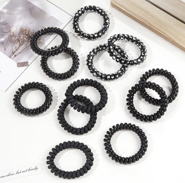 12pcs Simple Style Black Solid Plastic Hair Tie