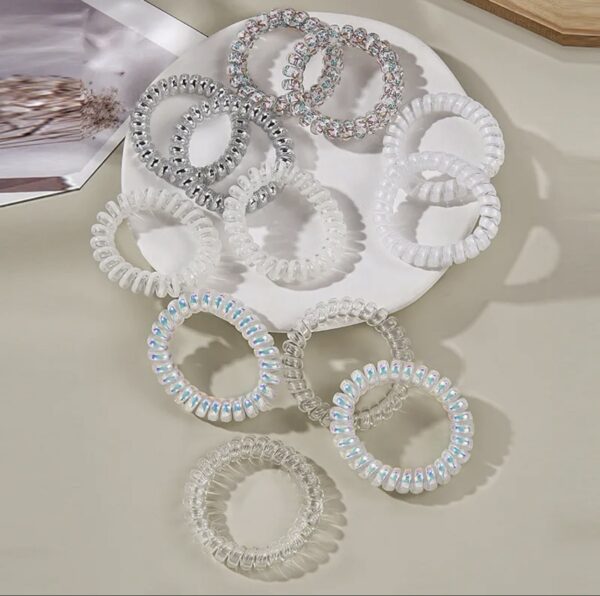 12pcs Simple Style Clear Plastic Hair Tie - Image 2