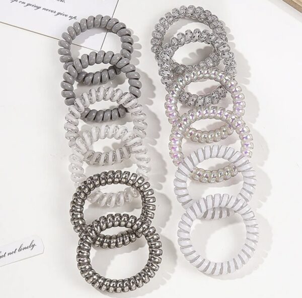 12pcs Simple Style Clear Plastic Hair Tie