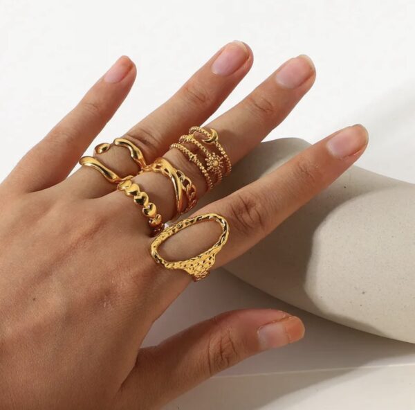 5pcs Non Tarnish Lightweight Minimal Ring Set - Image 2