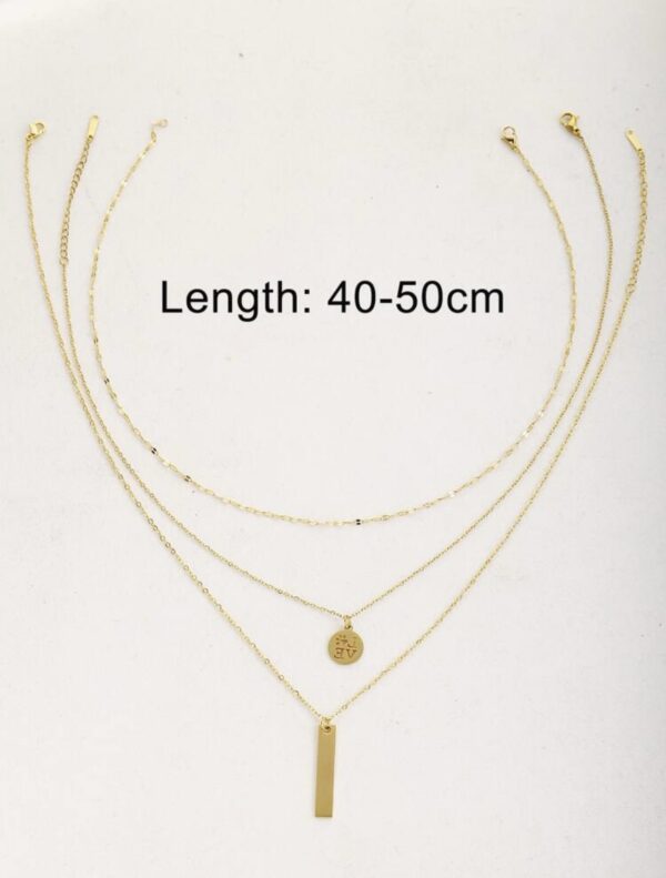 3pcs Non Tarnish Geometric Pendant Necklace - Image 4