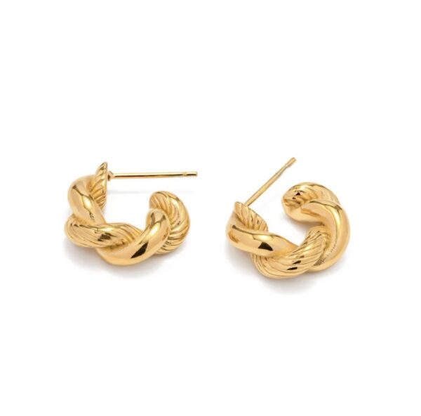 Non Tarnsih Minimal Twist Hoop Earrings - Image 2