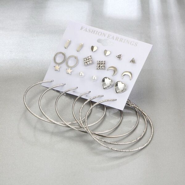 12pairs Stud and Hoop Earrings Set - Image 2