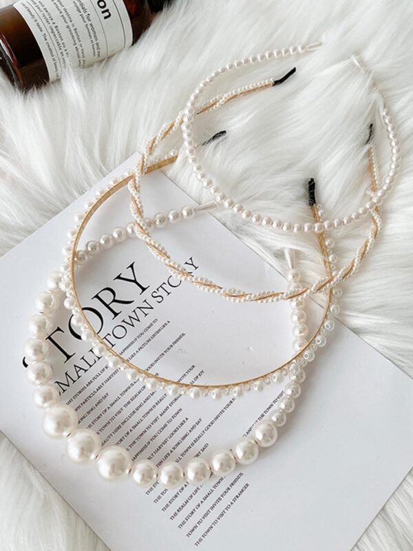 4pcs Faux Pearl Elegant Headband