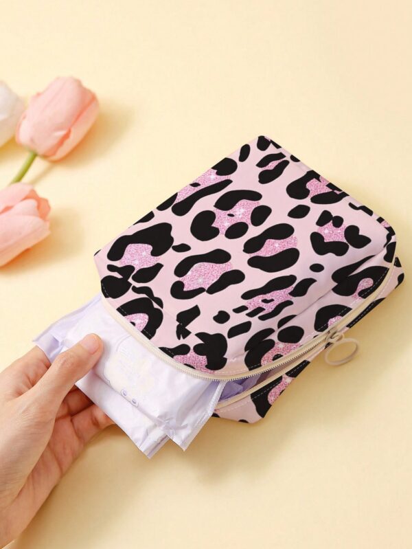 1pc Pink Leopard Pattern Menstral Pad Storage - Image 2