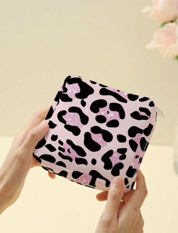 1pc Pink Leopard Pattern Menstral Pad Storage - Image 3