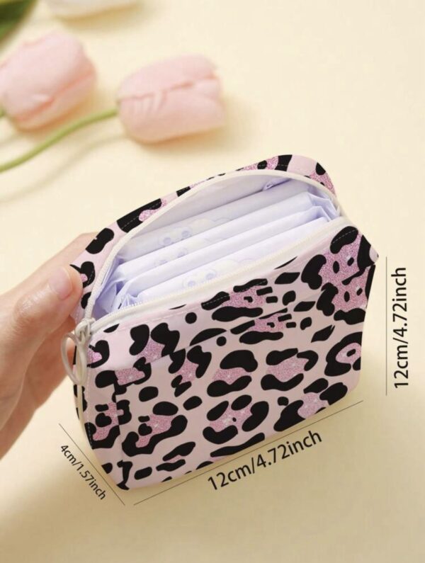 1pc Pink Leopard Pattern Menstral Pad Storage - Image 4