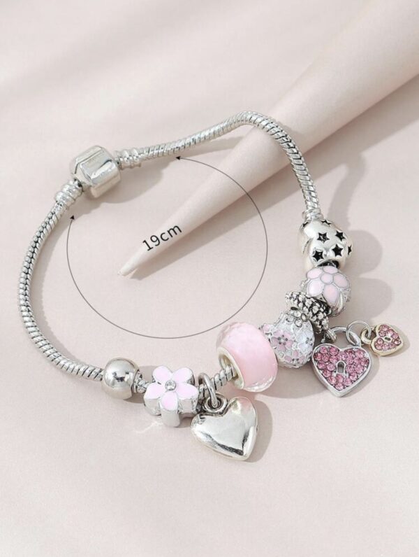 Rhinestone Heart Charm Bracelet - Image 4