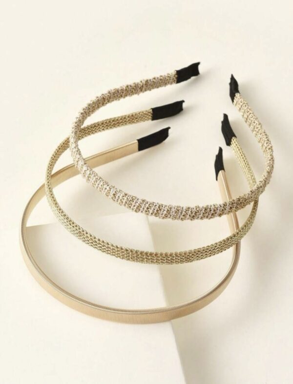 3pcs Metal Color Braided Hair Hoop