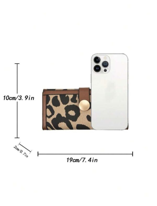 Classy Leopard Print Trifold Long Wallet With Detachable Card Holder - Image 4