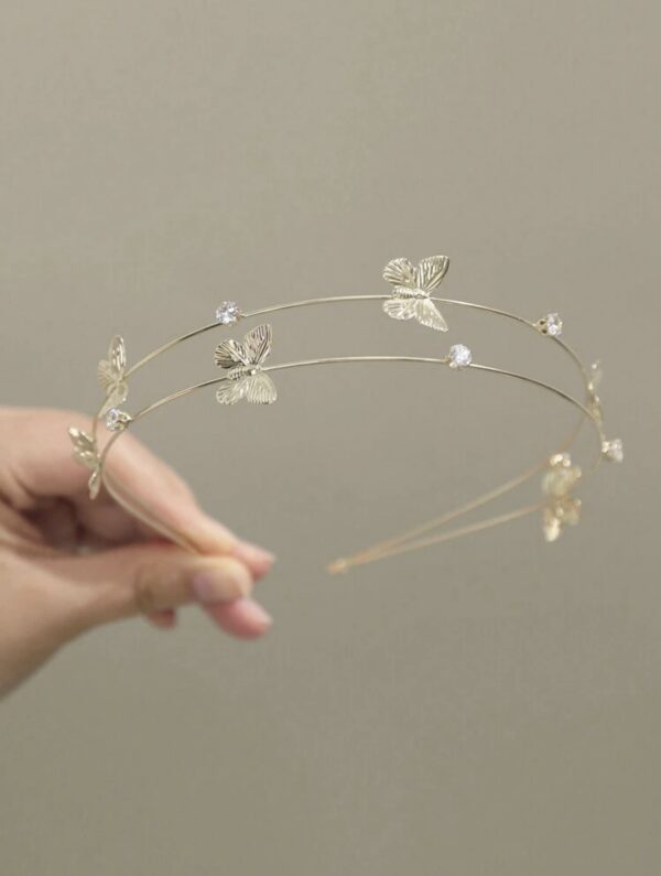 Gold- Color Rhinestone Butterfly Hair Hoop