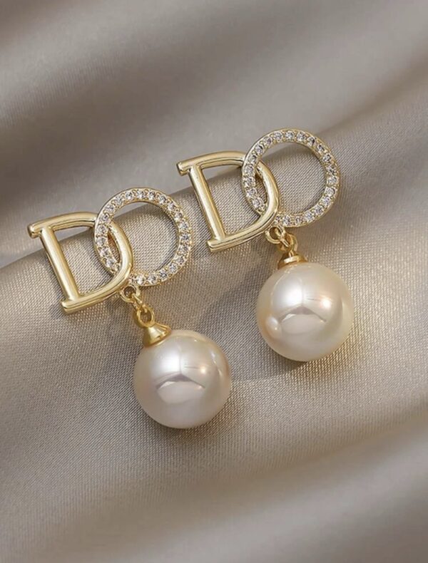 Faux Pearl & Rhinestone Decor Drop Earrings