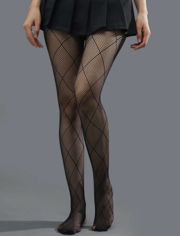 Sexy Lingerie Fishnet Stocking with Diamond Net Pattern - Image 2