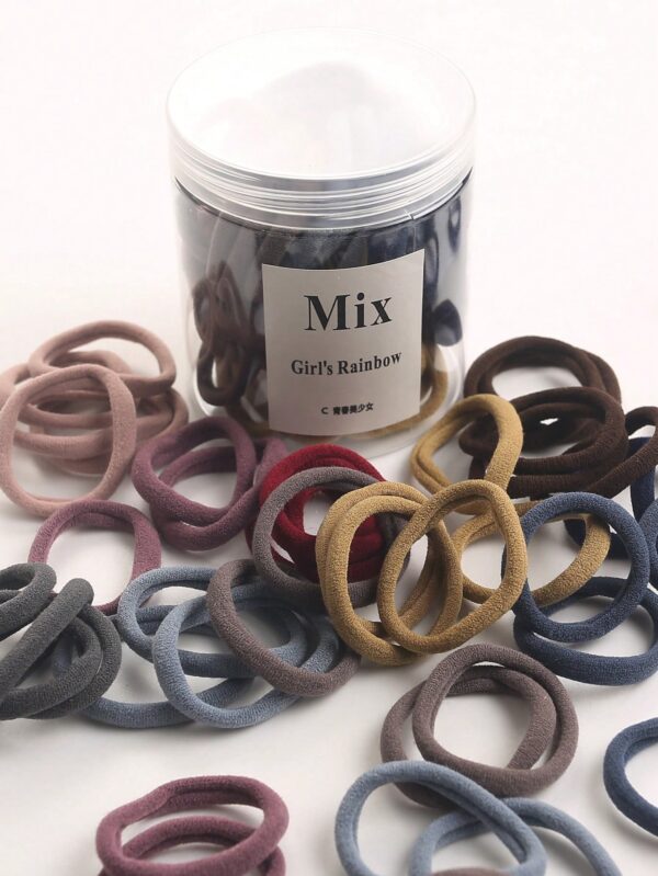 50pcs/Can Multicolor Elastic Hair Ties