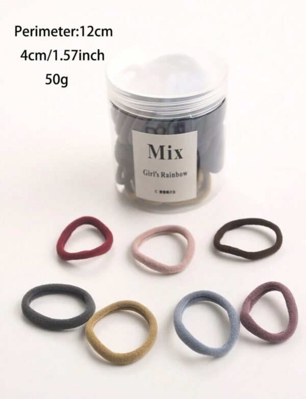 50pcs/Can Multicolor Elastic Hair Ties - Image 3