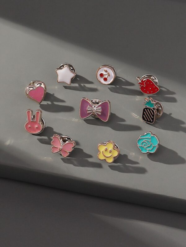 10pcs Cute Bow Heart Flower Rabbit Cherry Butterfly Brooches