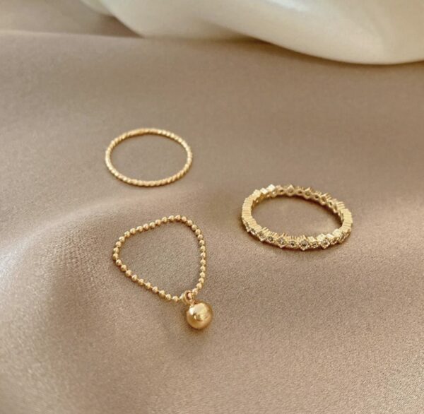 3pcs Simple Metal Rings