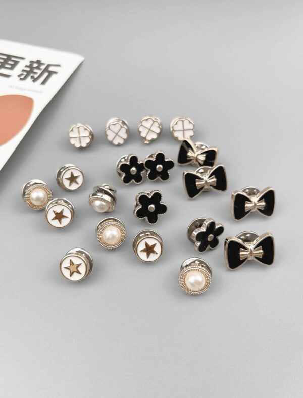 10pcs Elegant Round Shape Faux Pearl Flower Brooch Set