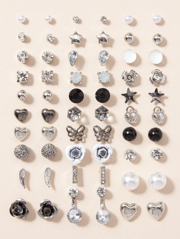 30pairs Faux Pearl Stud Earrings Set