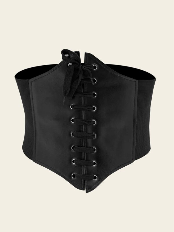 Black Lace-up Corset Belt