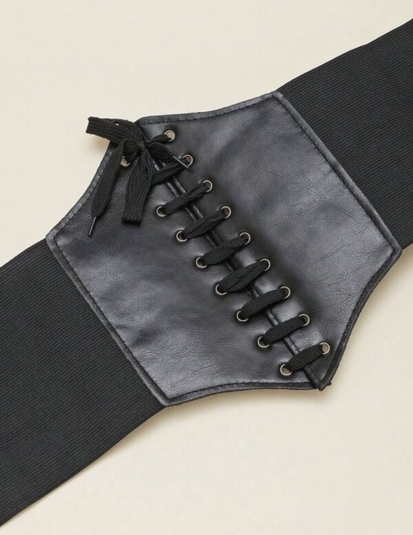 Black Lace-up Corset Belt - Image 2