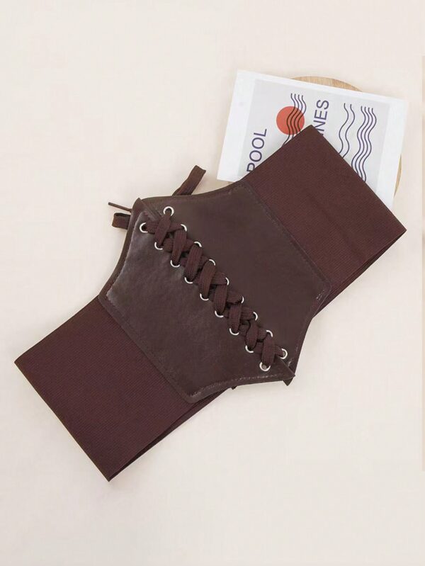 Coffee Brown Lace-up Corset Belt