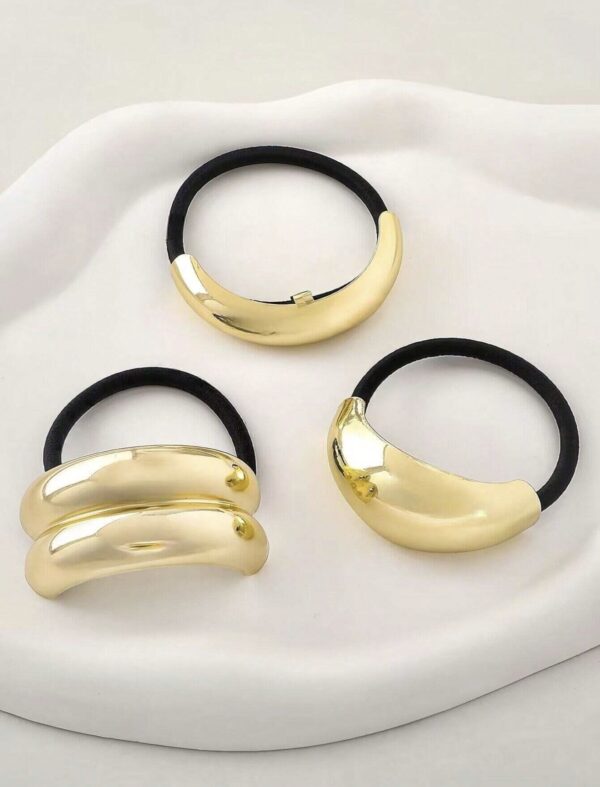 1pc Minimal God Metal Stretchy Hair Scrunchy - Image 2