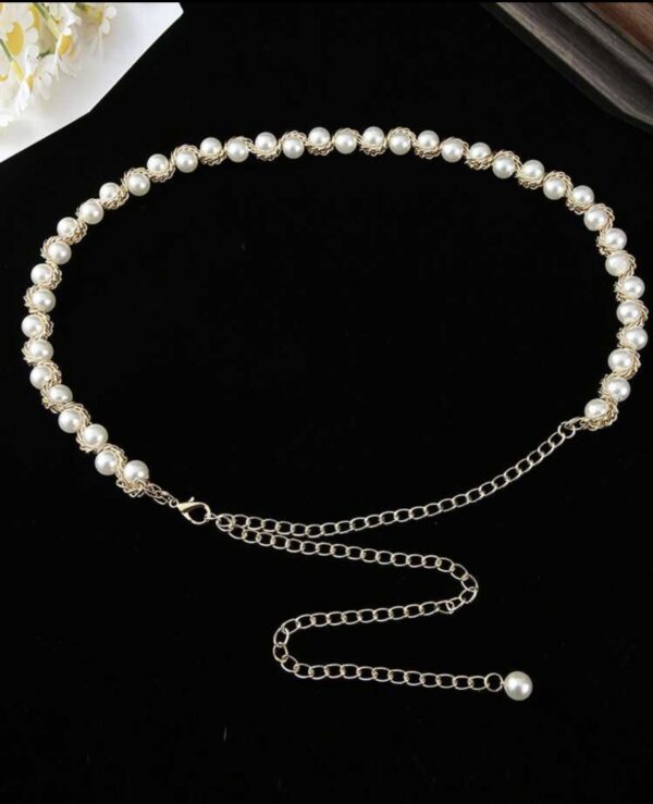 Elegant Golden Pearl Decor Waist Chain Belt - Image 2