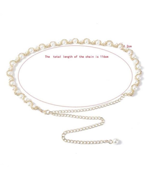 Elegant Golden Pearl Decor Waist Chain Belt - Image 3