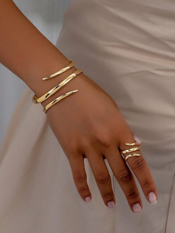 1set Geometric Line Bracelet and Ring Set