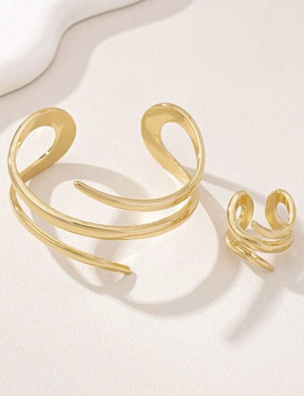 1set Geometric Line Bracelet and Ring Set - Image 4