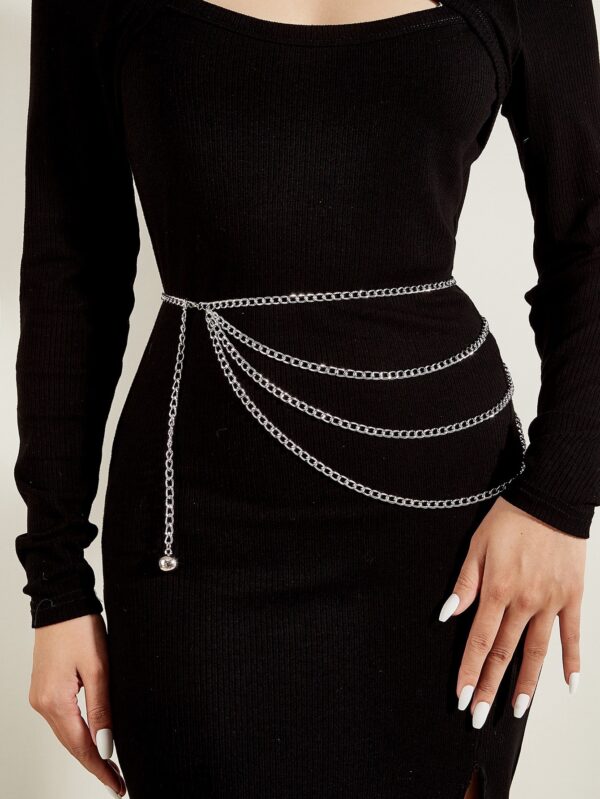 Minimalist Silver Elegant Layered Chain Belt