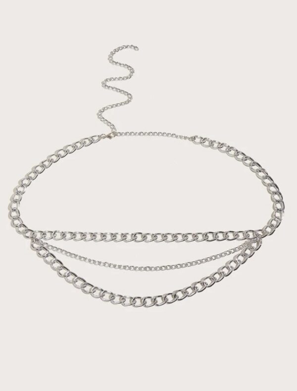 Minimalist Silver Elegant Layered Chain Belt - Image 2