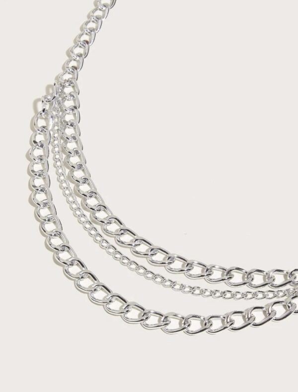 Minimalist Silver Elegant Layered Chain Belt - Image 3