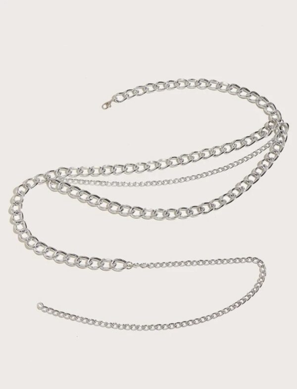 Minimalist Silver Elegant Layered Chain Belt - Image 4