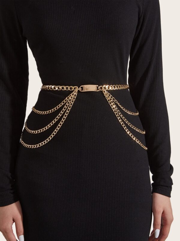 Metallic Layered Waist Chain Belt