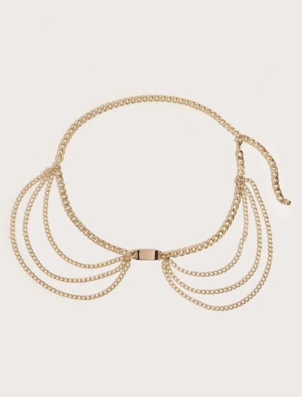 Metallic Layered Waist Chain Belt - Image 2