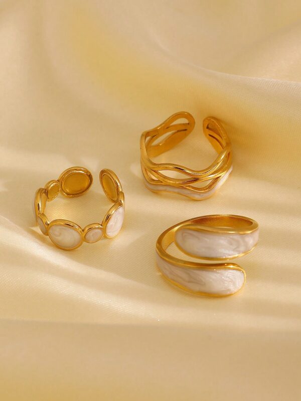 3pcs Non Tarnish Artistic Paint Adjustable Ring Set