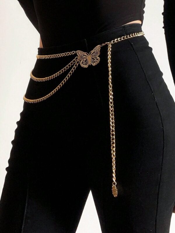 Trendy Metal Layered Butterfly Waist Chain