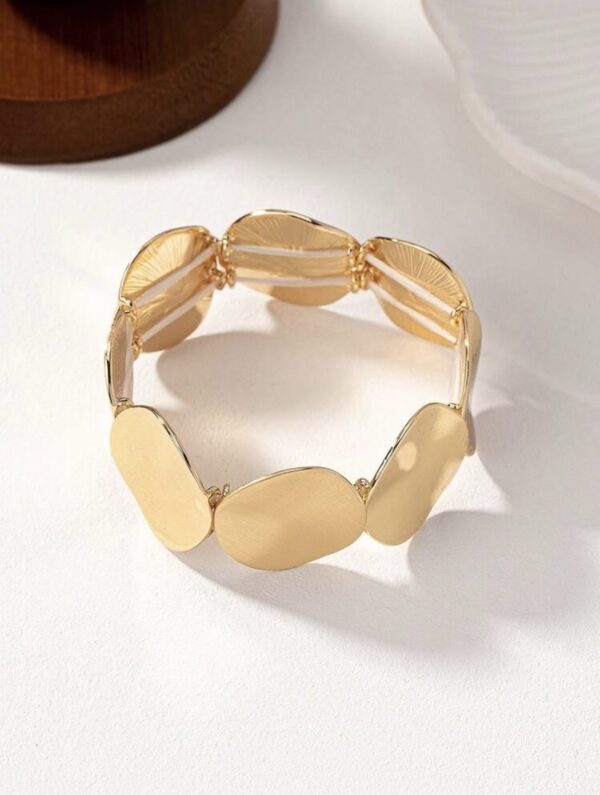 Fashionable Gold Toned Elastic Bracelet - Image 2